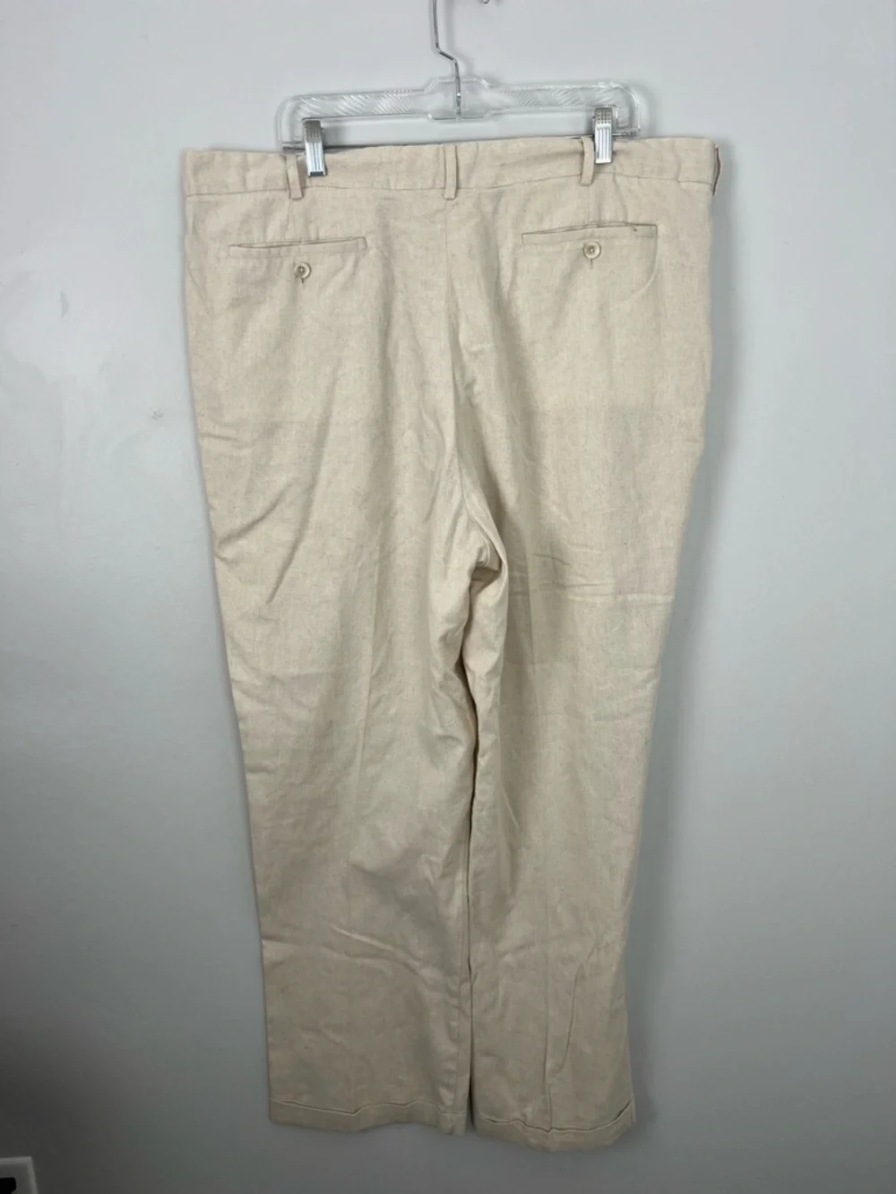 Trust Men's Linen Blend Pleated Front Cuffed Pants Y2k